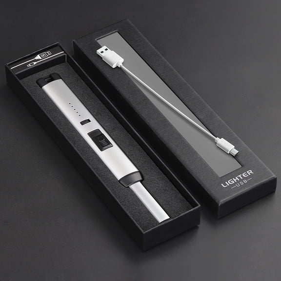 USB Rechargeable Electric Lighter, Long Arc Candle Lighter with Safety Lock, Windproof Flameless Igniter