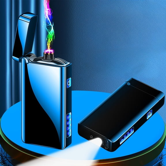 USB Rechargeable Electric Lighter Windproof Arc Plasma Lighter LED Battery Display Fast Ignition With Flashlight Portable Camping Travel BBQ Survival For Outdoor Home Emergency Use
