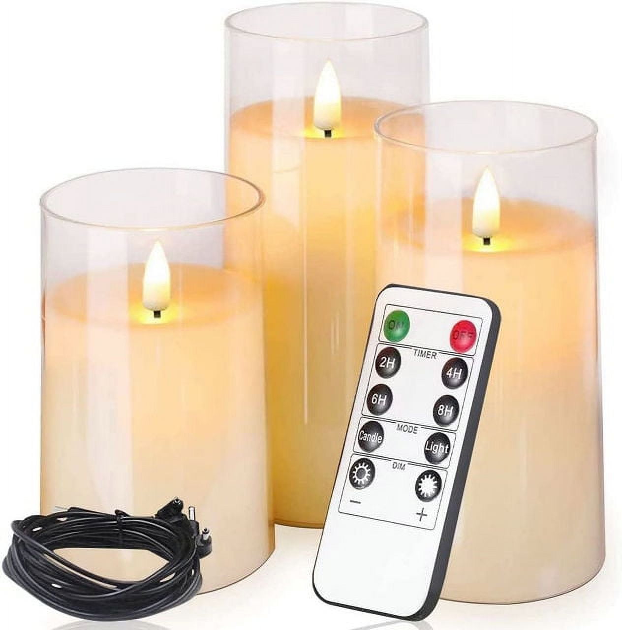 USB Rechargeable Electric Pillar Candles Flameless Remote controlled w