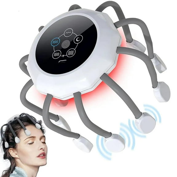 USB Rechargeable Electric Scalp Massager Head Massager Red Light Vibrator Octopus Head Scratcher For Relaxation Stress