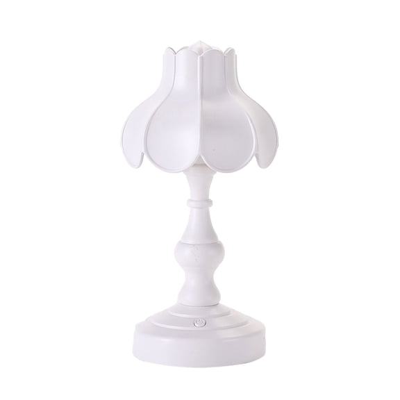 Mrasaso White Tulip Petal Table Lamp, 9.05in Mini USB Rechargeable Night Light, Minimalist Aesthetic Lamp, Soft Warm Bedroom Decor