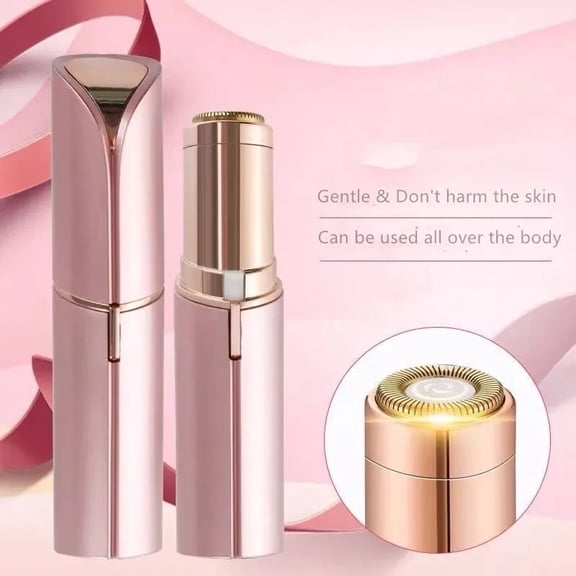 USB Rechargeable Facial Hair Removal Device with Built-In LED Light, Portable Trimmer for Womens Upper Lip, Chin & Cheek, Rose Gold Tone