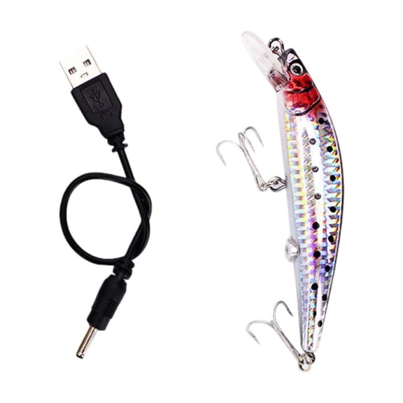 USB Rechargeable Fishing with Life-Like Vibrating Action LED Light Enhanced Performance for Freshwater Saltwater