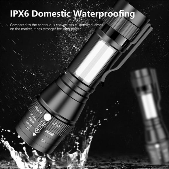 USB Rechargeable Flashlights, IPX6 Waterproof Pocket Flashlight High Lumens with Clip, LED Flashlight High Super Bright Flashlight With 4 Modes Battery Powered Pocket Flash Light