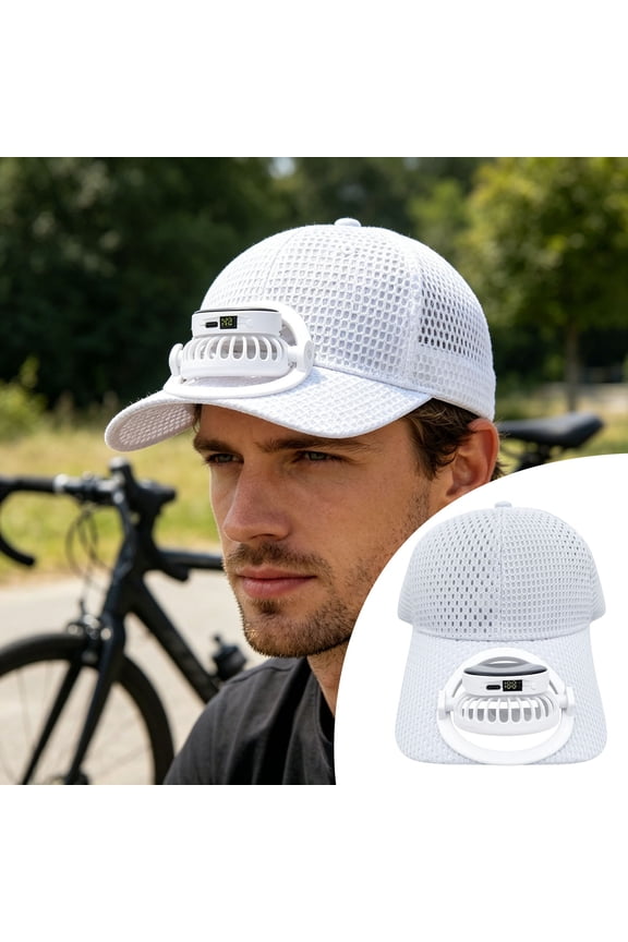 USB Rechargeable Front Fan Mesh Breathable Trucker Cap Lightweight Sun Block Adjustable Baseball Hat for Hiking Driving Beach Gardening Summer Outdoor Heat Relief Headwear