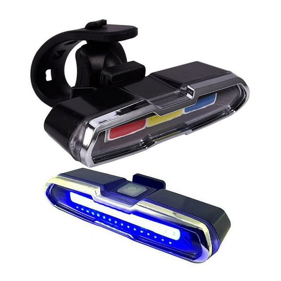 USB Rechargeable Front Rear Bicycle Light Red - White - Blue Light Color & LED Bike Tail Light Red & Blue