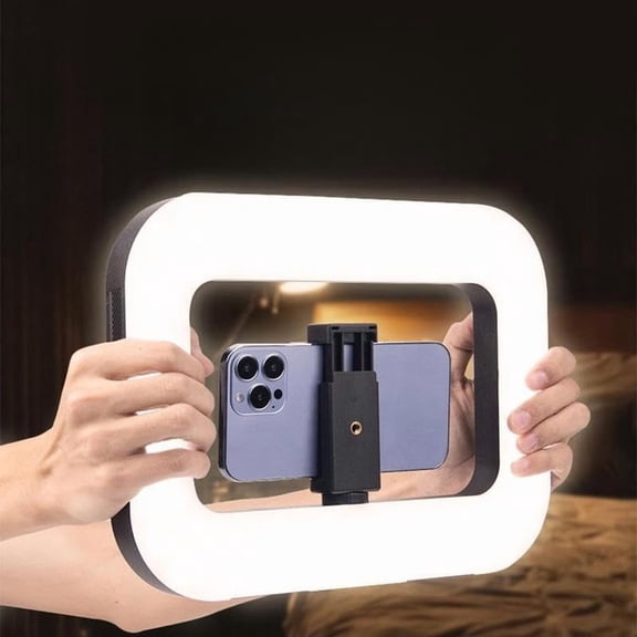 USB Rechargeable Handheld Ring Light with Phone Holder, 8000mAh Portable LED Fill Light for Selfies, Video Recording, Live Streaming, 20W High Brightness Adjustable Lighting