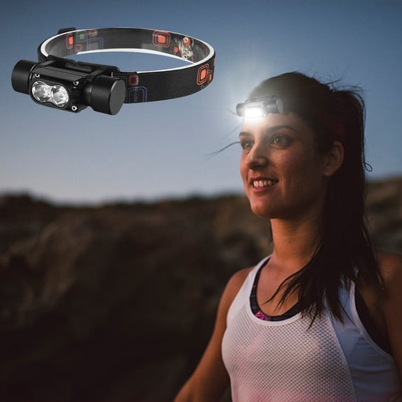 USB Rechargeable Headlamp LED Flashlight, Hands-Free 800 Lumen Super Bright Adjustable Angle with 4 Modes, Waterproof Headlight for Camping Hiking Night Fishing and Outdoor Work