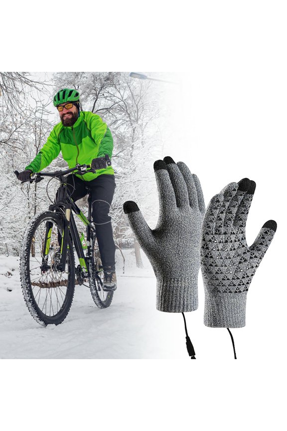 USB Rechargeable Heated Knitted Gloves for Winter Cycling Screen Use Cold Weather Warmth Split Finger Design
