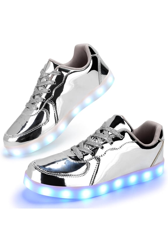 USB-Rechargeable Illuminated Sneakers for Adult  - Phosphorescent Trim Details for Enhanced Night Visibility