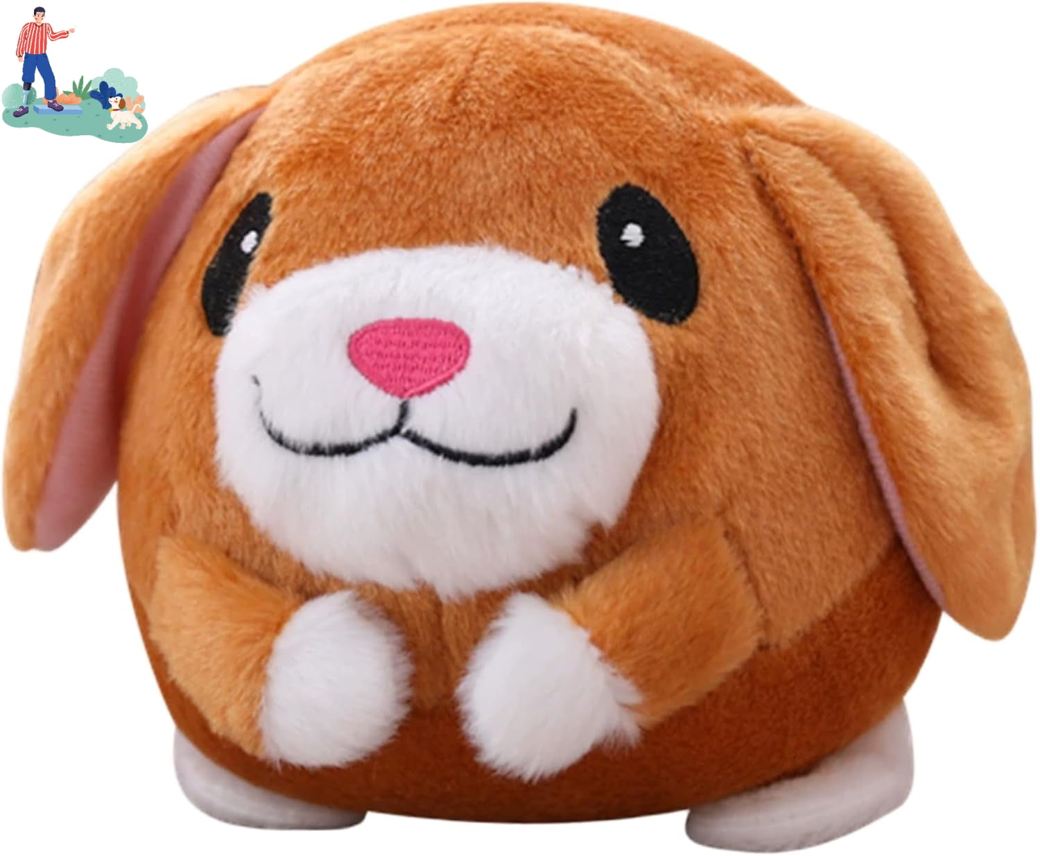 USB Rechargeable Interactive Bounce Dog Toy Plush Moving Pet Ball with Recording and Music Mode to Keep Dogs Busy Toy for Small Medium Puppies Indoor Play