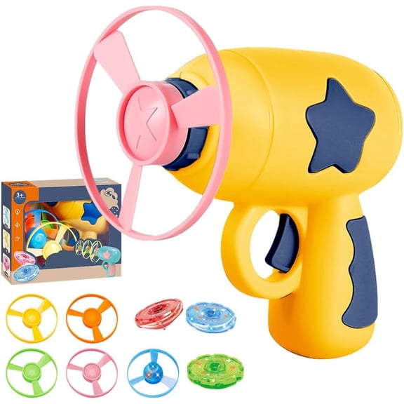 USB Rechargeable Interactive Cat Fetch Toy Launcher with 5 Light-Up Flying Discs for Indoor Use, Pet Exercise and Training Play to Keep Them Busy (Blue) (K)