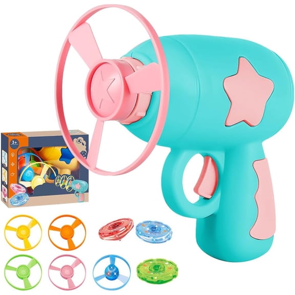 USB Rechargeable Interactive Cat Fetch Toy Launcher with 5 Light-Up Flying Discs for Indoor Use, Pet Exercise and Training Play to Keep Them Busy (Pink) (K)