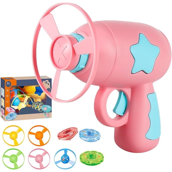 USB Rechargeable Interactive Cat Fetch Toy Launcher with 5 Light-Up Flying Discs for Indoor Use, Pet Exercise and Training Play to Keep Them Busy (Yellow) (K)