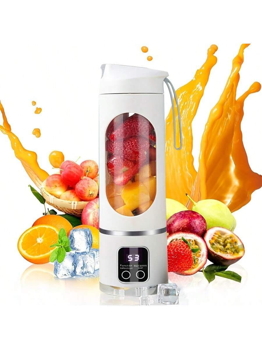 USB Rechargeable Juicer Blender Cup, 450ml Portable Electric Juicer for Smoothies, Juice, Ice & Puree, Mini Kitchen Blender for Home Dorm Travel