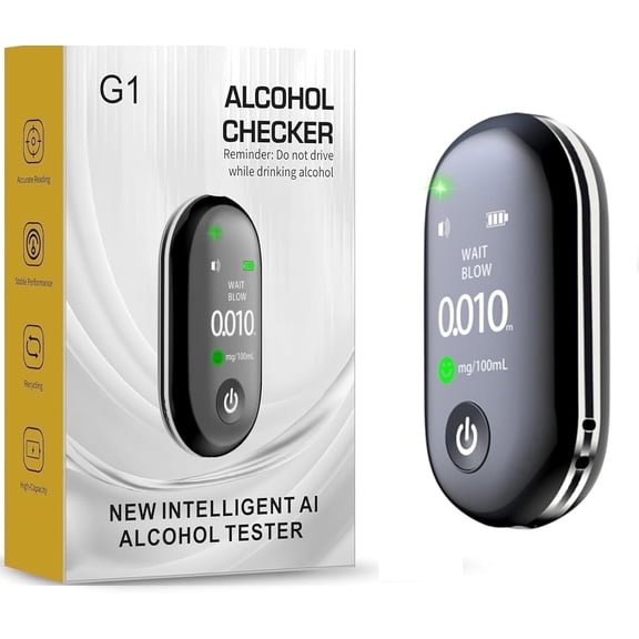 Tancola USB Portable Breathalyzer,Alcohol Tester with LCD Digital Display and 5 Mouthpieces for Home and Party Use