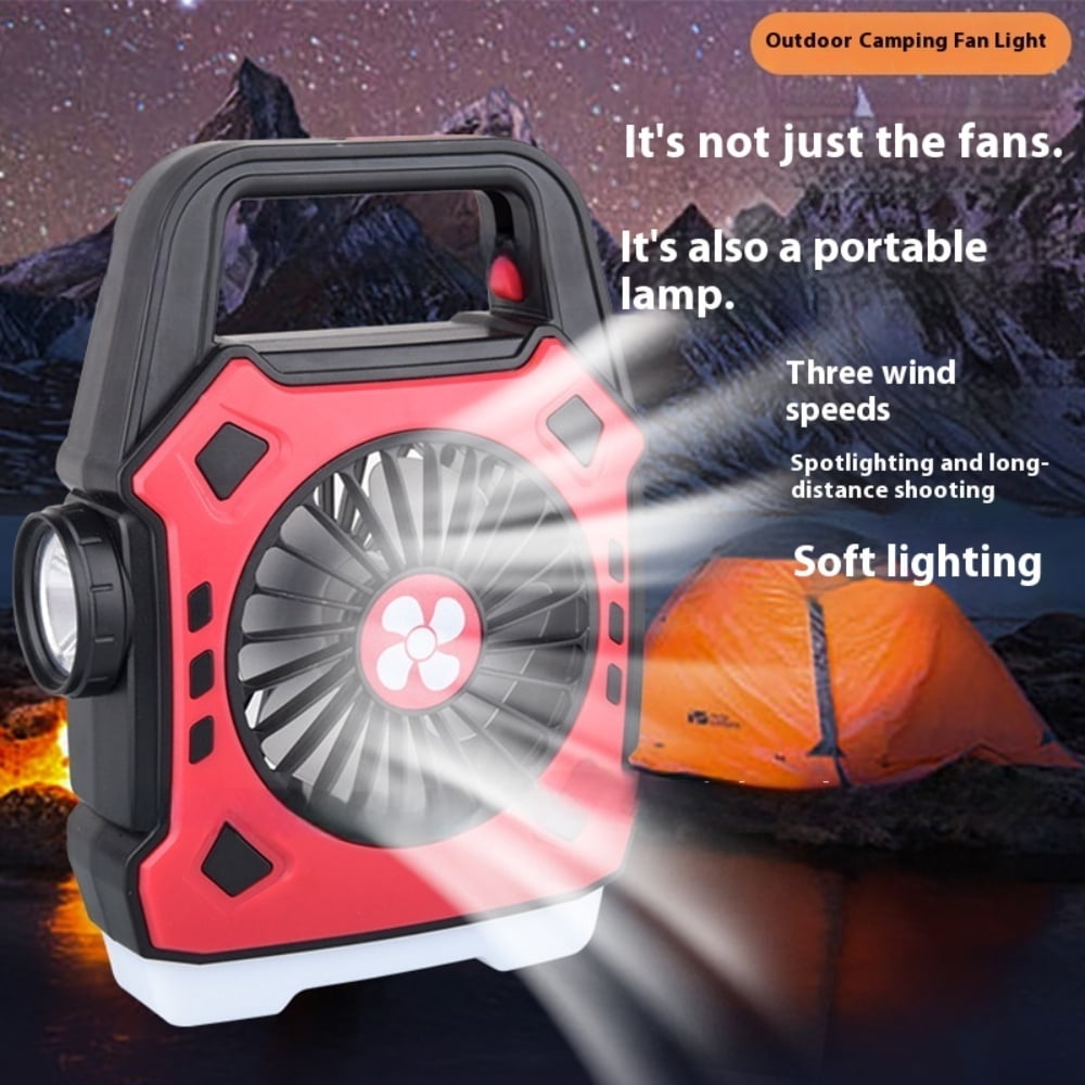 USB Rechargeable LED Camping Fan with Light - Portable for Hiking  Tents  Travel & Emergencies