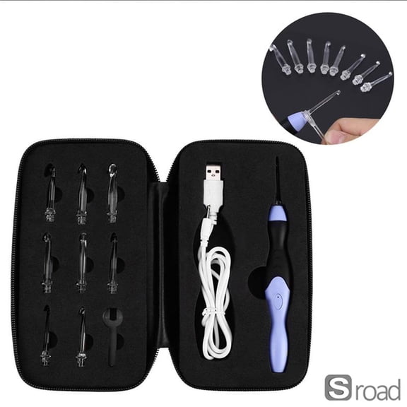 USB Rechargeable LED Crochet Hooks Set, 9 Pcs 2.5-6.5mm Light Up Ergonomic Knitting Needles With Interchangeable Hook Heads & Case, Perfect For Low Light Yarn Crafts