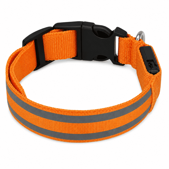 USB Rechargeable LED Dog Collar, Light Up Dog Collar for Night Walking, Adjustable Reflective Pet Collar with Quick Release Buckle for Small Medium Large Dogs, Outdoor Walking Safety Collar
