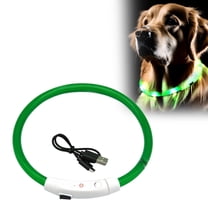 USB Rechargeable LED Dog Collar, Light Up Safety Glowing Pet Collar with 6 Lighting Modes, Adjustable TPU Necklace for Small Medium Large Dogs Night Walking, Green