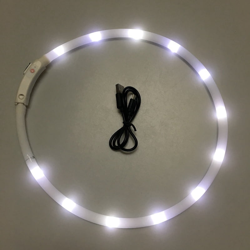USB Rechargeable LED Flashing Lights Pet Collar Safety Dogs Cats Neck ...