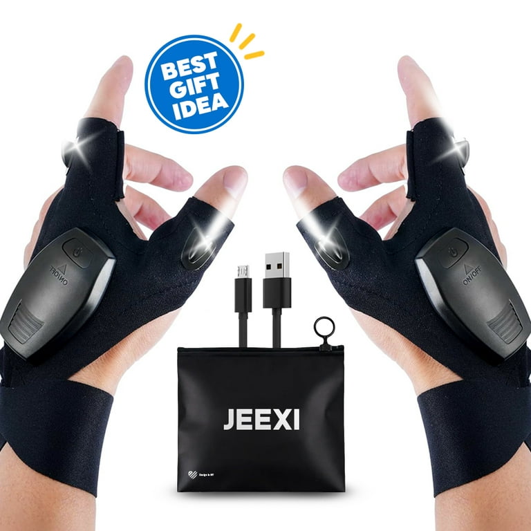 USB Rechargeable LED Flashlight Gloves, 1 Pair - Gift for Him, Men
