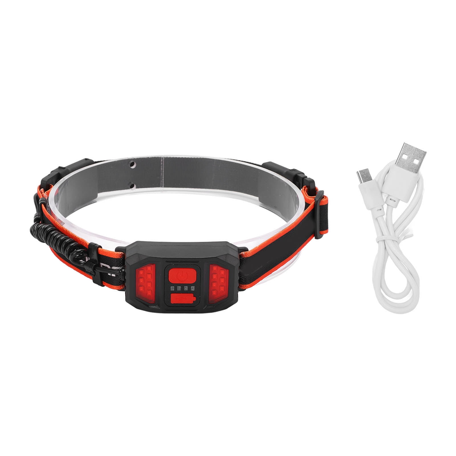 USB Rechargeable LED Headlamp Waterproof Outdoor Red Light Warning Head