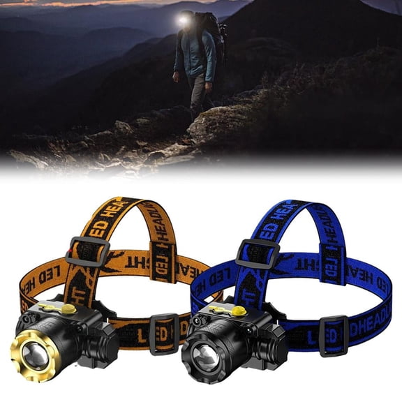 USB Rechargeable LED Headlamp, Waterproof Tactical Head Torch with Adjustable Band for Running