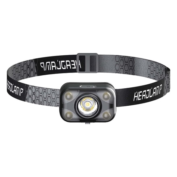 USB Rechargeable LED Headlight with Power Display, 4 Light Modes, and 90-Degree Adjustable Beam for Outdoor Activities