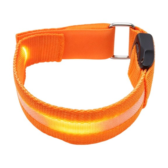 USB Rechargeable LED Light Up Wristband Adjustable Glowing Armband for Humans and Dogs Night Bracelet for Running Walking Party Orange