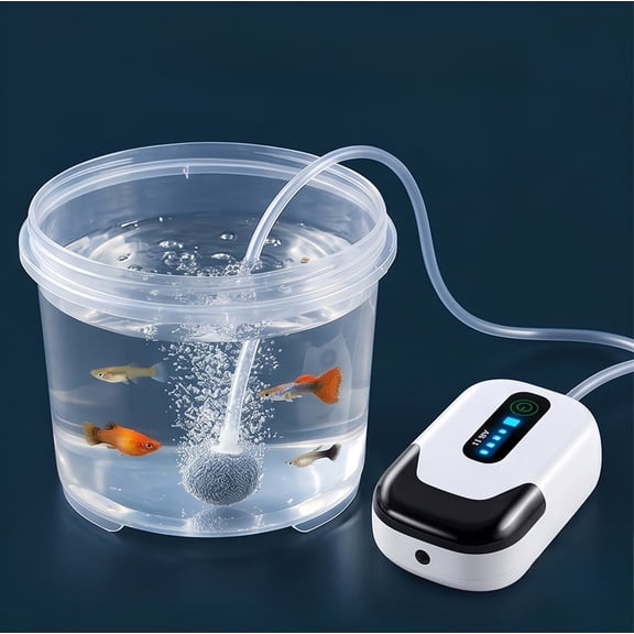 USB Rechargeable Lithium Battery Portable Oxygen Aerator Pump, Low Noise Energy Saving Mini Air Pump for Aquarium Fish Tank Outdoor Fishing Live Fish and Bait Transport