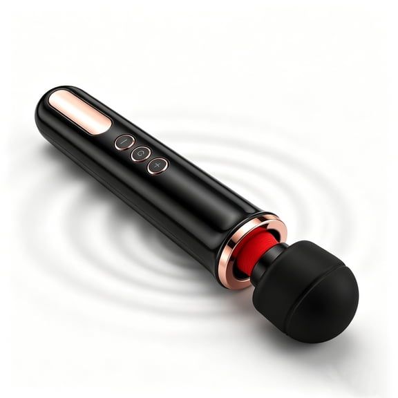 USB Rechargeable Massager Handheld Cordless Wand Massager with Multi Powerful Speeds & Frequencies for Sore Neck Shoulder Back, Soothing Aching Muscles (Black)