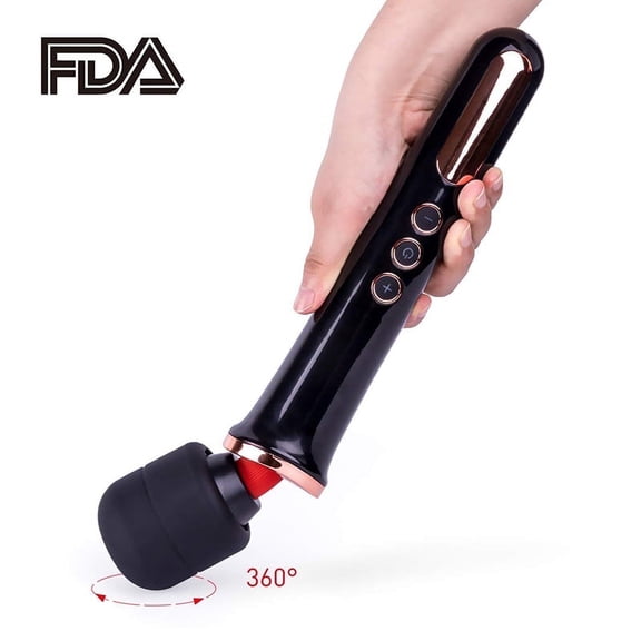 USB Rechargeable Massager Handheld Cordless Wand Massager with Multi Powerful Speeds & Vibrating Frequencies for Sore Neck Shoulder Back, Soothing Aching Muscles (Black)