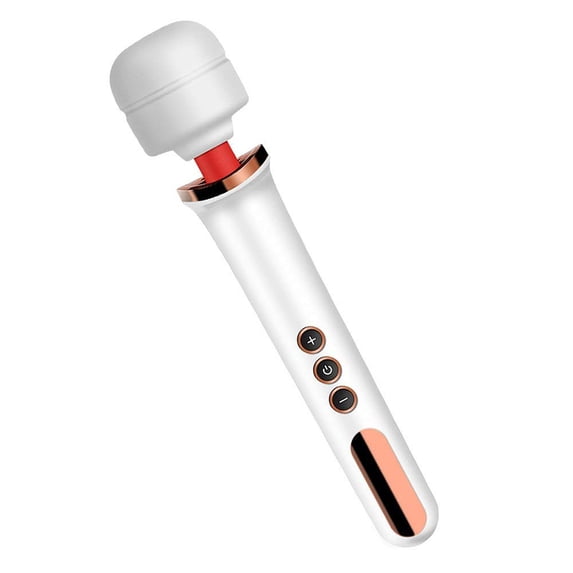 USB Rechargeable Massager Handheld Cordless Wand Massager with Multi Powerful Speeds & Vibrating Frequencies for Sore Neck Shoulder Back, Soothing Aching Muscles (White)
