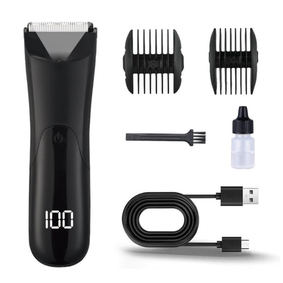 USB Rechargeable Men's Body Hair Trimmer with Ceramic Blade for Sensitive Skin Waterproof and Adjustable