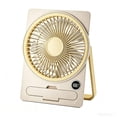 thumbnail image 1 of USB Rechargeable Mini Desktop Fan with LCD Display, 6 Speeds, Quiet Airflow, 180° Pivoting Head, and Phone Stand - Slim Portable Design for Office, Home, and Travel,Yellow, 1 of 5