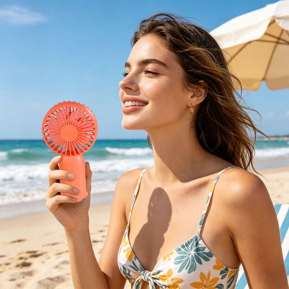 USB Rechargeable Mini Fan Desktop Handheld Portable Fan Strong Wind Adjustable Speeds Compact Lightweight Long Battery Life Quiet Cooling Multi Use For Home Office Dorm Travel Outdoor Work