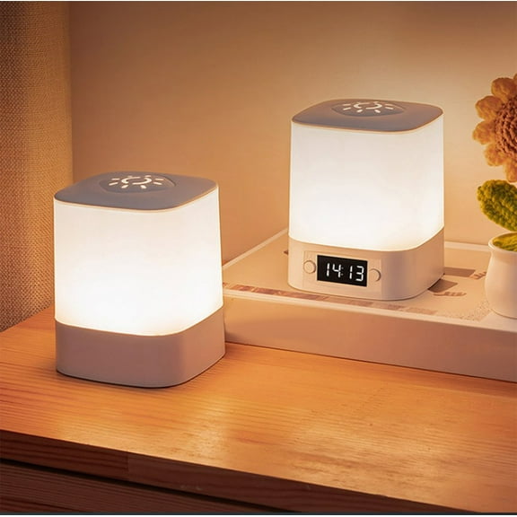 USB Rechargeable Night Light with Digital Clock, 3 Color Temperatures & Dimming, Non-Slip Bedside Lamp for Bedroom, Nursery, or Living Room