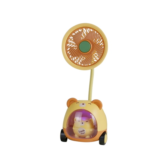 USB Rechargeable Pencil Sharpener Fan Light, Compact Quiet Desk Fan, Portable Battery Operated Fan for Home Office Travel, Yellow