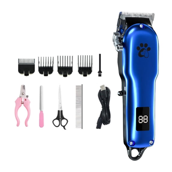 USB Rechargeable Pet Grooming Clipper Set with LED Display for Dogs Cats and Small Pets