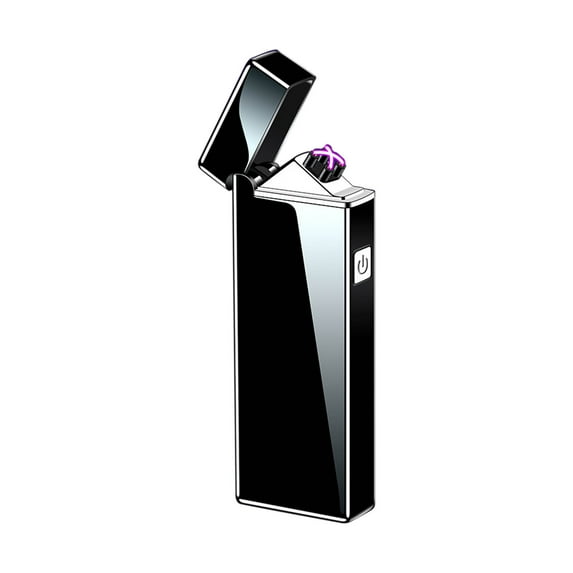USB Rechargeable Plasma Lighter, Double Arc Windproof Lighter for Candles and Outdoor Use, Electric Lighter with Metal Body(Black)