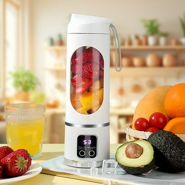 USB Rechargeable Portable Blender - 12-Blade Mini Ice Crusher with Digital Display, 3 Modes, Easy-to-Clean, 15.22oz Portable Mixing Cup, Perfect for Fresh Juice at Home or On-the-Go (white)