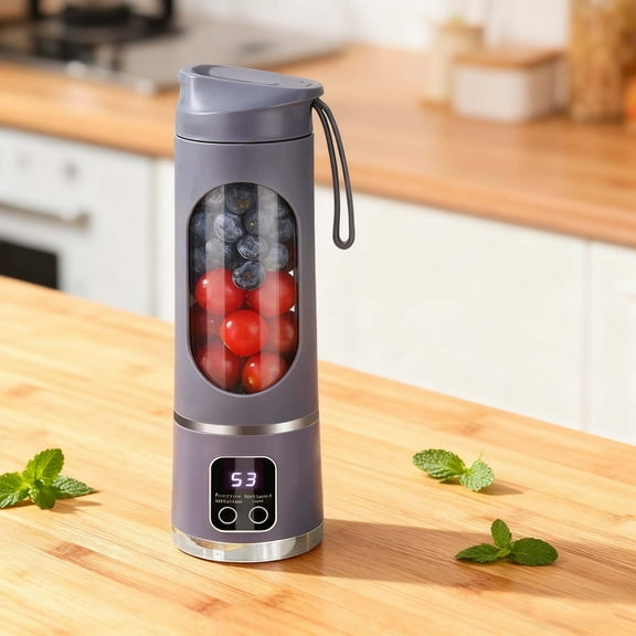 USB Rechargeable Portable Blender 450ml, Cordless Personal Blender with Digital Display for Shakes, Smoothies, and Juicing, 3-Speed Compact Blender