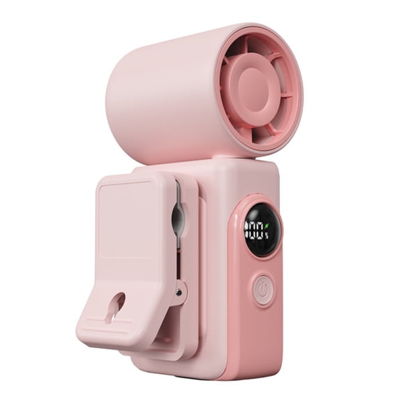 USB Rechargeable Portable Clip-On Mini Fan with LED Display Turbo Personal Handheld Fans 3000mAh Battery 4 Fan Speed for Travel Outdoor Camping Beach Makeup (Pink)