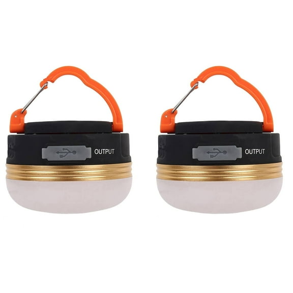 Amacok 2Pack USB Rechargeable Portable LED Camping Lantern Tent Light, for Power Outages Hurricanes Outdoor Hiking Fishing Emergency Lights, 1800mAh