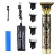 USB Rechargeable Professional Hair Trimmer 0mm Baldheaded Cutter Beard Shaving Carving Tool Hair Cutting Machine for Men - Gold