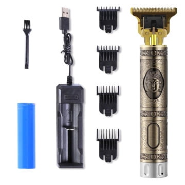 USB Rechargeable Professional Hair Trimmer 0mm Baldheaded Cutter Beard Shaving Carving Tool Hair Cutting Machine for Men-Silver