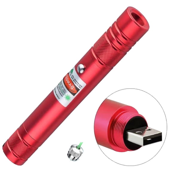 USB Rechargeable Red/Green Pointer Beam Flashlight Long Distance Range for TV/LED/LCD Screens Presentation Office/Outdoors/Astronomic/Construction