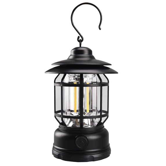 USB Rechargeable Retro Camping Lantern with Dimmer, Waterproof Portable Tent Light for Outdoor Hiking Backyard, 1-Pack