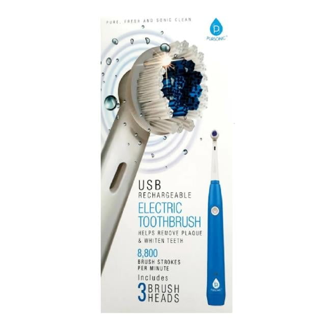 USB Rechargeable Rotary Toothbrush with 3 Brush Heads